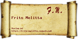 Frits Melitta névjegykártya